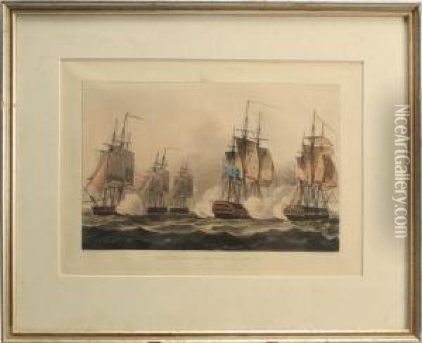 Depicts Naval Battles Oil Painting - Thomas Whitcombe