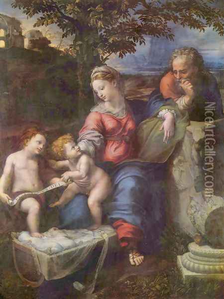 Holy Family below the Oak Oil Painting - Raphael