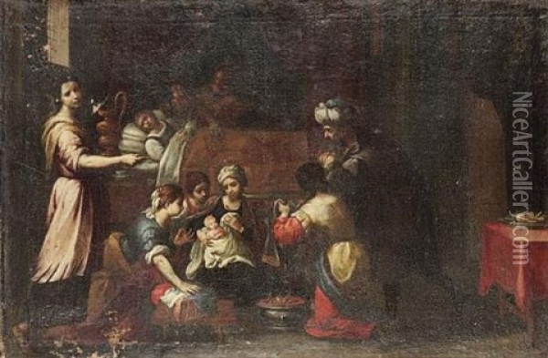 The Birth Of The Virgin Oil Painting - Pasquale de' Rossi