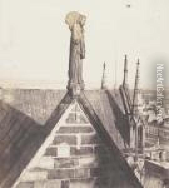 Angel Of Resurrection On Roof Of Notre Dame Oil Painting - Charles Negre