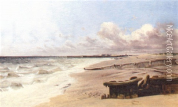 A Coastal Scene, Lytham St. Annes Oil Painting - Richard Ansdell