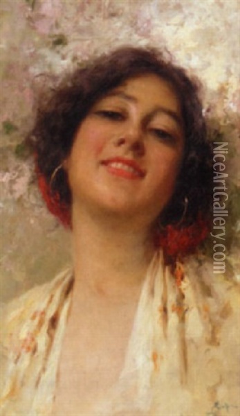 Portrait Of An Italian Beauty Oil Painting - Bernardo Hay