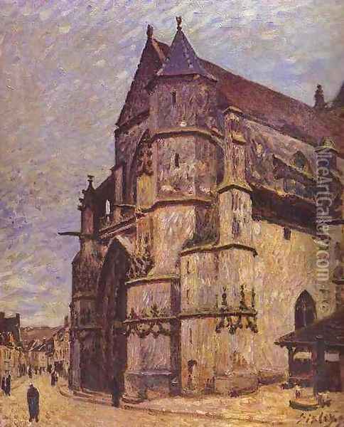 The Church At Moret Winter Oil Painting - Alfred Sisley