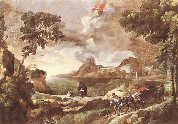 Landscape with St Augustine and the Mystery 1651-53 Oil Painting - Gaspard Dughet