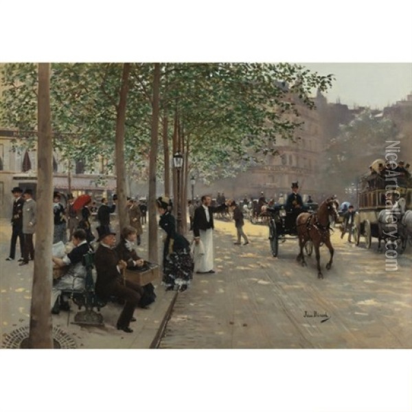 Avenue Parisienne Oil Painting - Jean Beraud