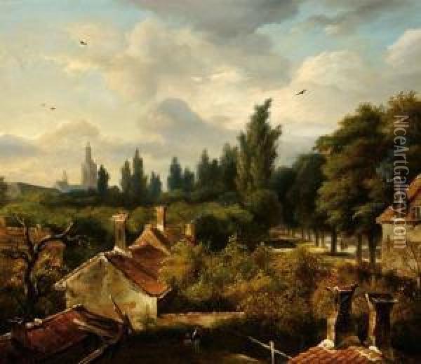 A Village View Oil Painting - Anthony Jacobus Offermans