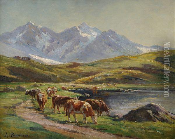 Vaches Au Paturage Oil Painting - Aimable Bouillier