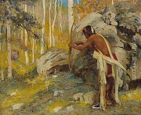 Hunting the turkey in the Aspens Oil Painting - Eanger Irving Couse