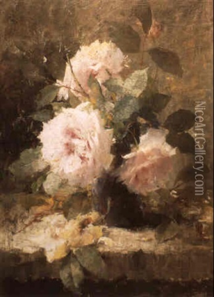 Fleurs Oil Painting - Frans Mortelmans
