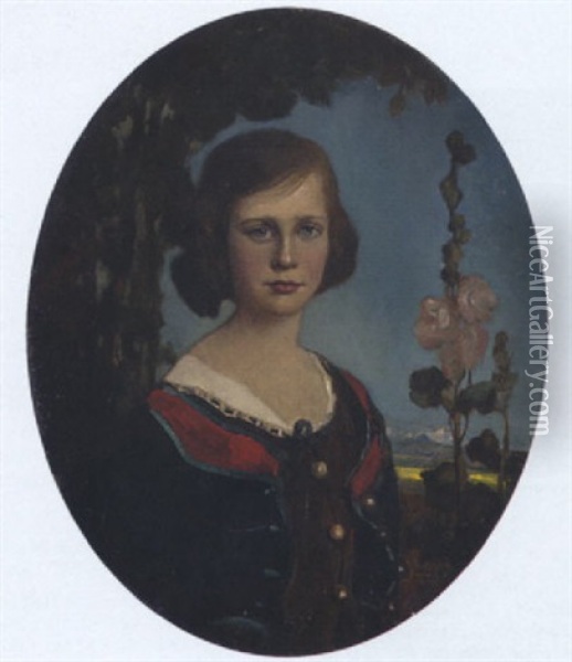 Bildnis Einer Jungen Frau Oil Painting - Anton Mueller-Wischin