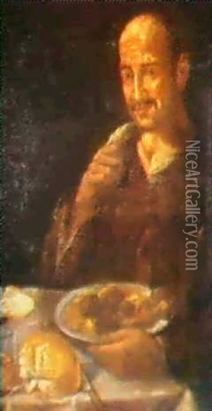Mendigo Disfrutando Del Almuerzo Oil Painting - Antonio Puga