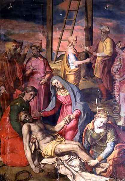 Deposition from the Cross, 1582 Oil Painting - Sebastiano Vini