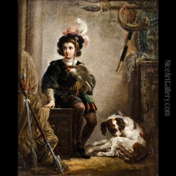 Giovane Falconiere Oil Painting - Alexandre Marie Colin