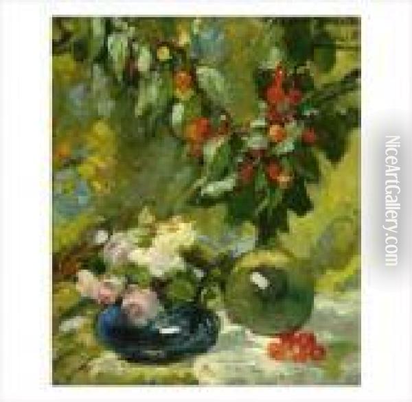 Fleurs Et Branches De Cerise Oil Painting - Jacques Martin