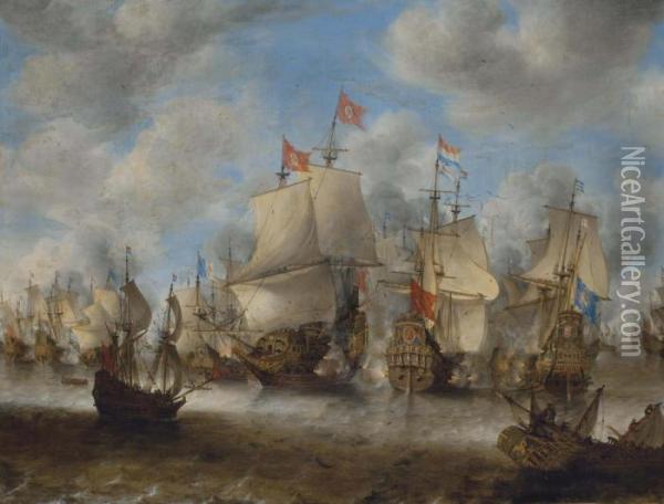 Le Navire Brederode A La Bataille De Sheveningen Oil Painting - Jan Abrahamsz. Beerstraaten