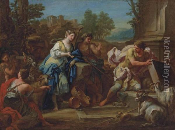 Jacob And Rachel At The Well Oil Painting - Sebastiano Conca