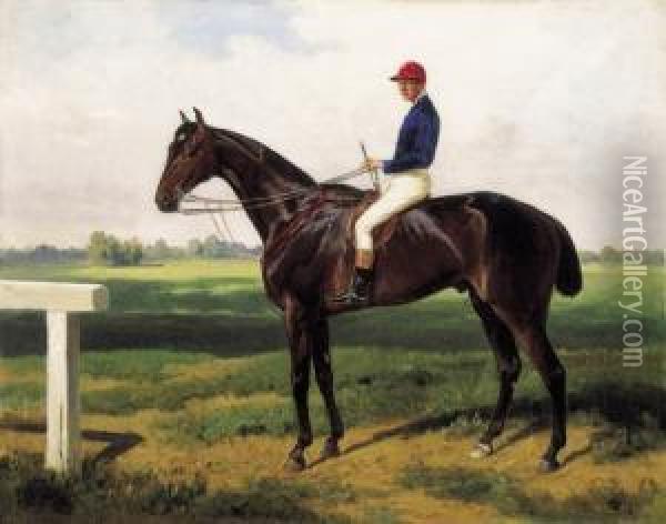 Jockey In Blue Waistcoat Oil Painting - Wilhelm Richter