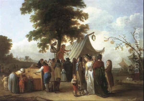 La Lanterne Magique Et Le Charlatan Dans Une Fete           Villageoise Oil Painting - Nicolas Louis Albert de LaRiva
