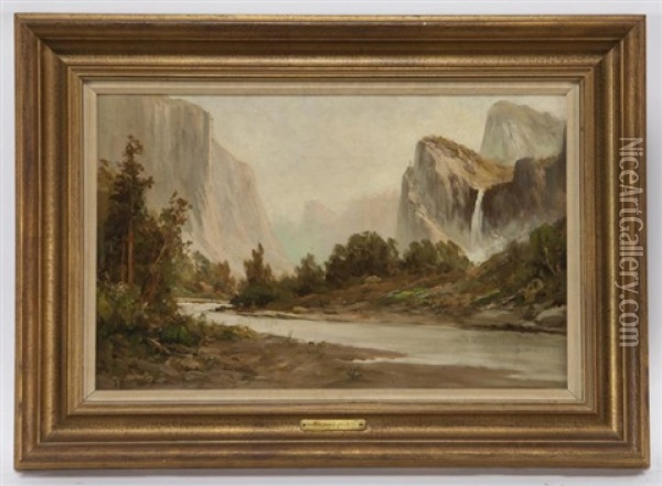 Yosemite (bridal Veil Falls) Oil Painting - Thomas Hill
