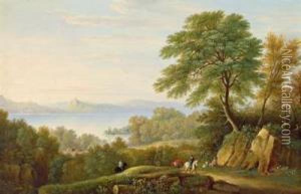 English Landscape With Lake Windermere In The County Ofcumbria Oil Painting - Hilton L. Pratt