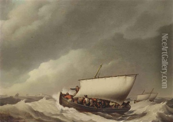 The Coast Nearby Oil Painting - Johannes Hermanus Koekkoek