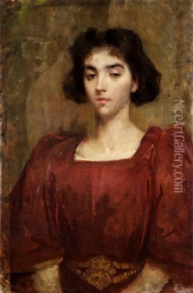 The Red Dress Oil Painting - Sarah Henrietta Purser