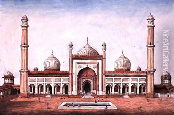 Jummah Musjeed Delhi Oil Painting - Mazar Ali Khan
