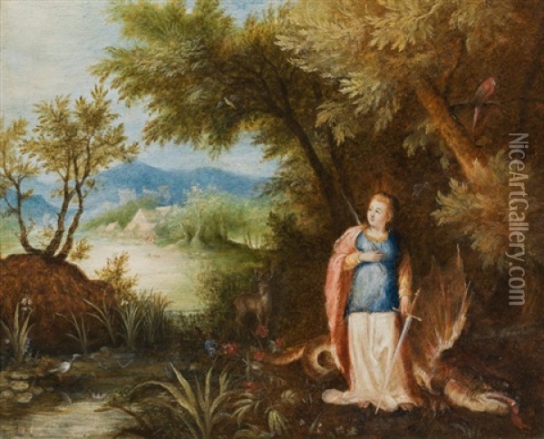Heilige Margaretha Oil Painting - Adriaen Van Stalbemt