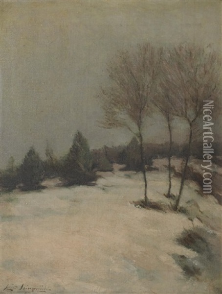 Snow Scene, Evening Oil Painting - Elliot Daingerfield