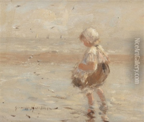 Day At The Beach Oil Painting - Robert Gemmell Hutchison