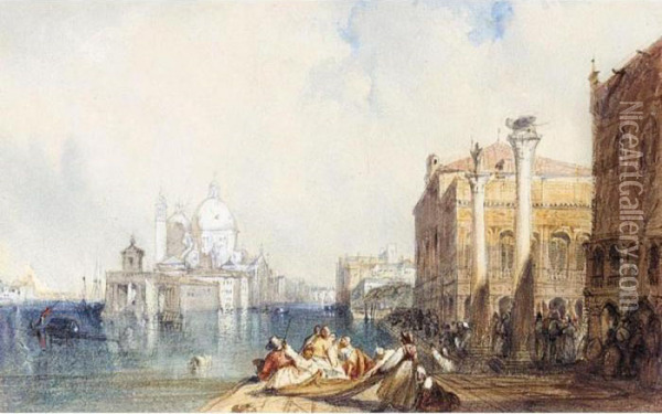 Santa Maria Della Salute And The Piazzetta, Venice Oil Painting - Richard Parkes Bonington