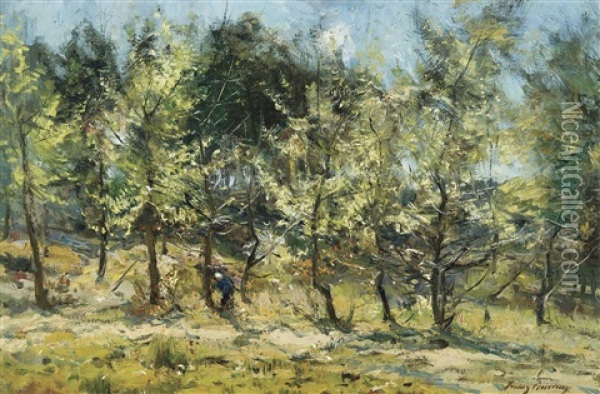 Matinee - Ramasseuse De Bois Oil Painting - Franz Courtens