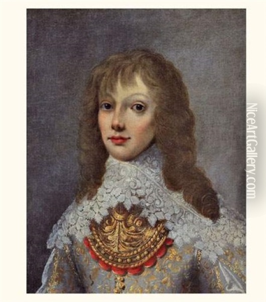 Portrait De Charles 3eme (?), Fils De Nicolas De Baignart Et De Demoiselle Marie De Moncy Oil Painting - Philippe Lallemand
