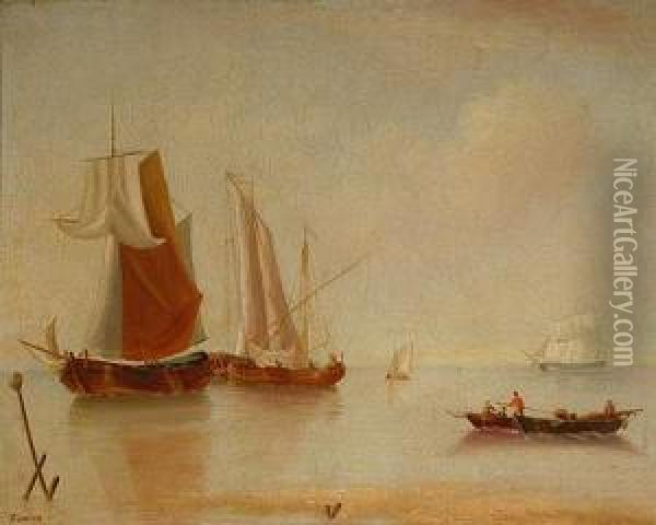 Marina. Oil Painting - Arthur Wellington Fowles