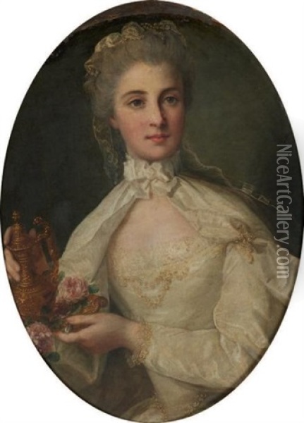 Portrait De Jeune Femme En Vestale Oil Painting - Francois-Adrien Latinville