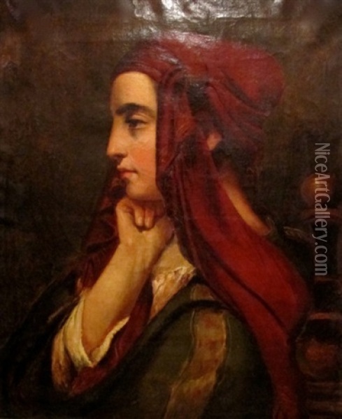 Femme Au Turban De Profil Oil Painting - Leopold-Louis Robert