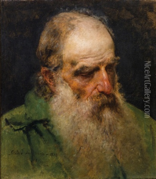 Head Of A Man Looking Down Oil Painting - Francesco Hayez