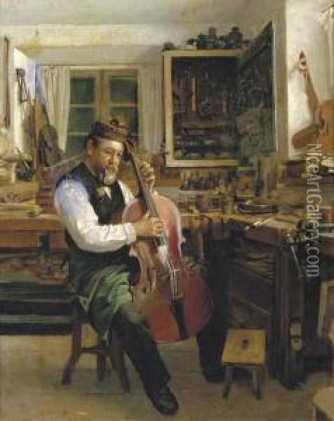 The Violin-maker Oil Painting - Friedrich Anton Otto Prolls
