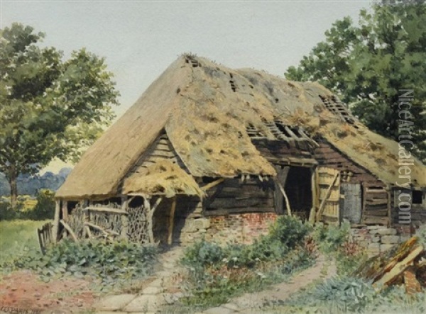 Thatched Roof Cottage Oil Painting - Walter Paris