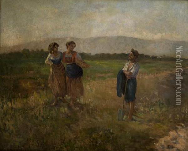 Incontro In Campagna Oil Painting - Pasquale Celommi