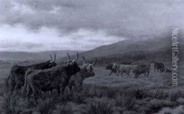 Gathering The Herd Oil Painting - Joseph Dixon Clark