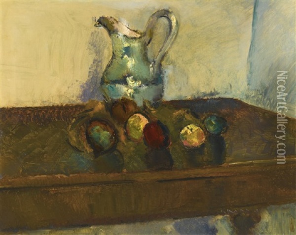 Still Life With Apples And Pitcher Oil Painting - Anton Faistauer