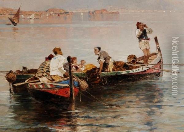 Fischerboote Im Golf Von Neapel Oil Painting - Franz Richard Unterberger