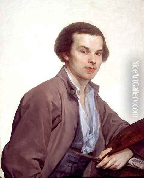 Portrait of the Painter Laurent Pecheux Oil Painting - Jean Baptiste Greuze