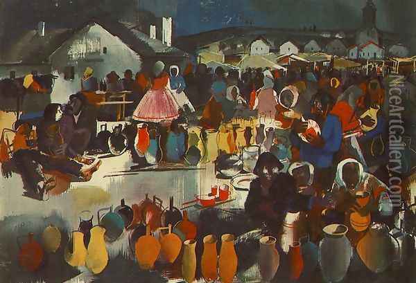 Szekely vasar, 1939-40 Oil Painting - Vilmos Aba-Novak