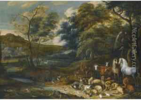 The Garden Of Eden Oil Painting - Isaak van Oosten