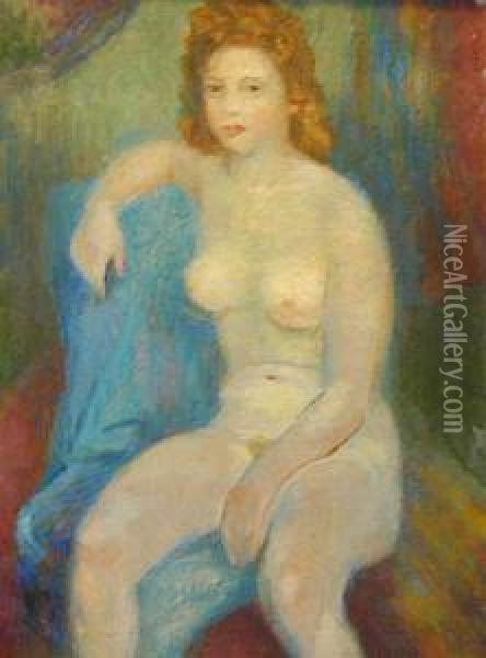 Akt Siedzacej Kobiety Oil Painting - Karol Larisch