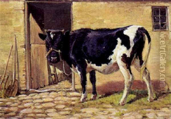 Sortbroget Tyrekalv Oil Painting - Theodor Philipsen