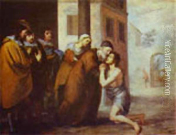 The Return Of The Prodigal Son 1660s Oil Painting - Bartolome Esteban Murillo