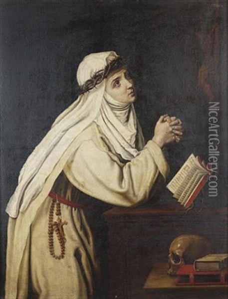 Saint Catherine Of Siena In Meditation Oil Painting - Cristofano Allori